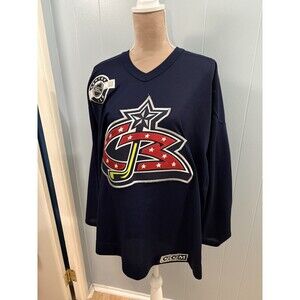 Columbus Blue Jackets CCM NHL Hockey Center Ice Jersey Mens Size Large Air Knit